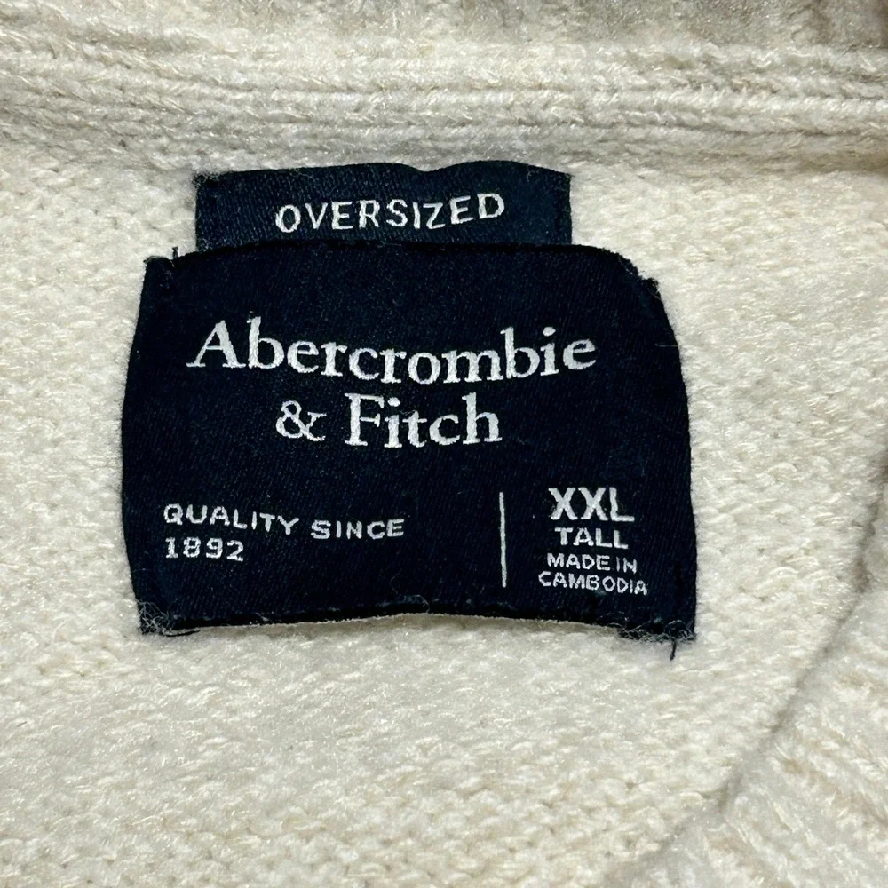 Abercrombie & Fitch Oversized Crewneck Sweater Cream XXL Tall Mens Knit